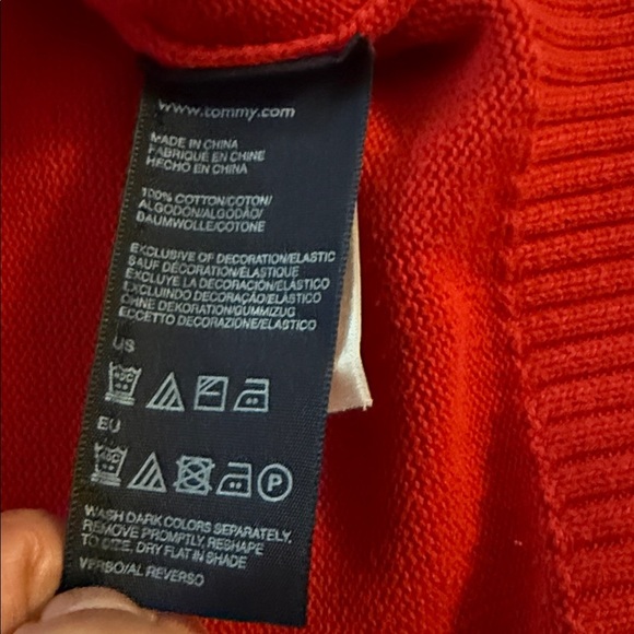 Tommy Hilfiger Red Premium Cotton Pullover Sweater. Medium - Picture 4 of 7